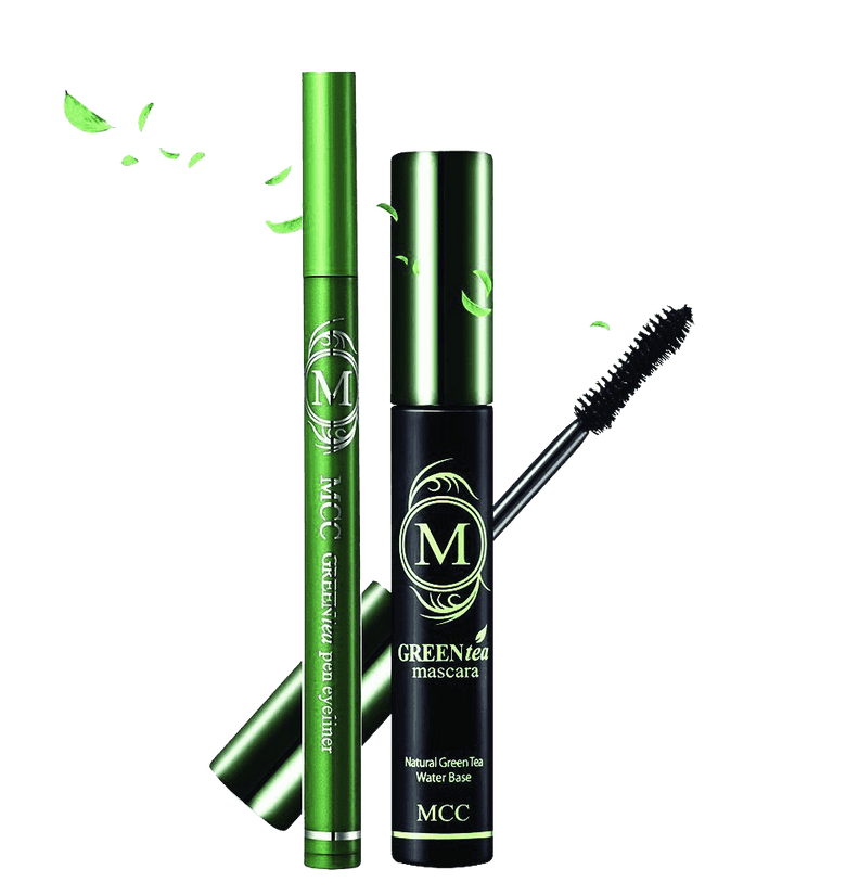 MCC ECOCERT Organic Green Tea Volumizing Mascara and Black Eyeliner Waterproof Set